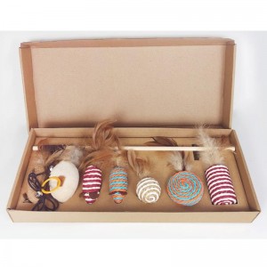 PET dřevěné tyče peří vtipné kočičí stick kombinace kočka hračka sada box sedm-kus myš sisal míč legrační kočka artefakt