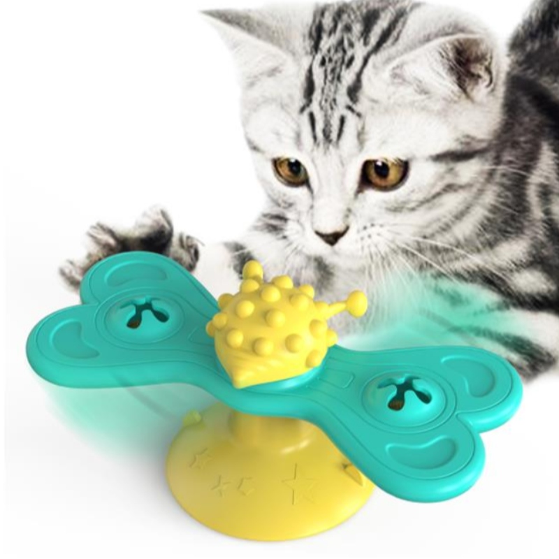Kočka větrný mlýn hračka legrační masáž otočné kočičí hračky s catnip míč zuby čištění pet produkty